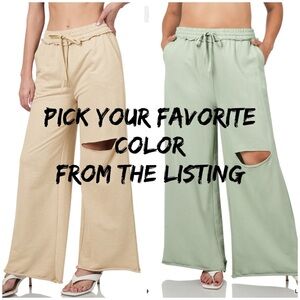 PLUS FRENCH TERRY LASER CUT PANTS WITH POCKETS